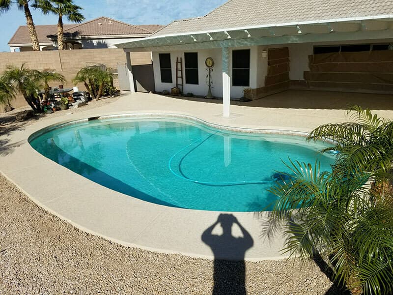 Restored backyard pool deck